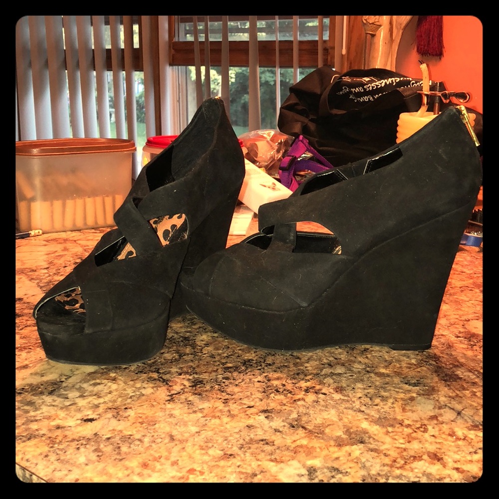 Jessica Simpson 5” black Wedge heels.  Super Sexy!